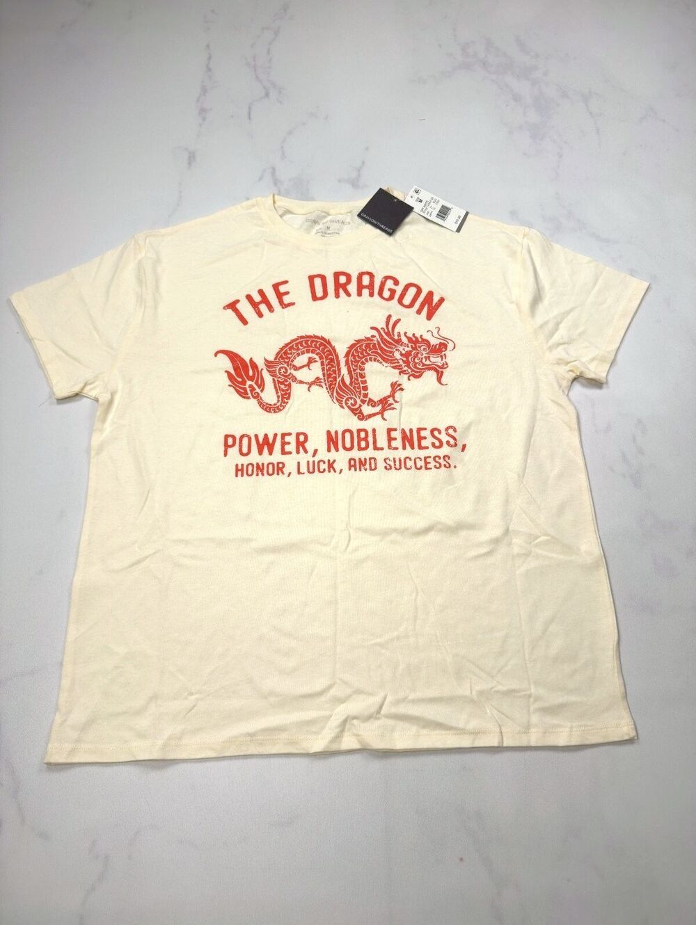 Grayson Threads T-Shirt Cream Dragon Graphic - Mens M NWT